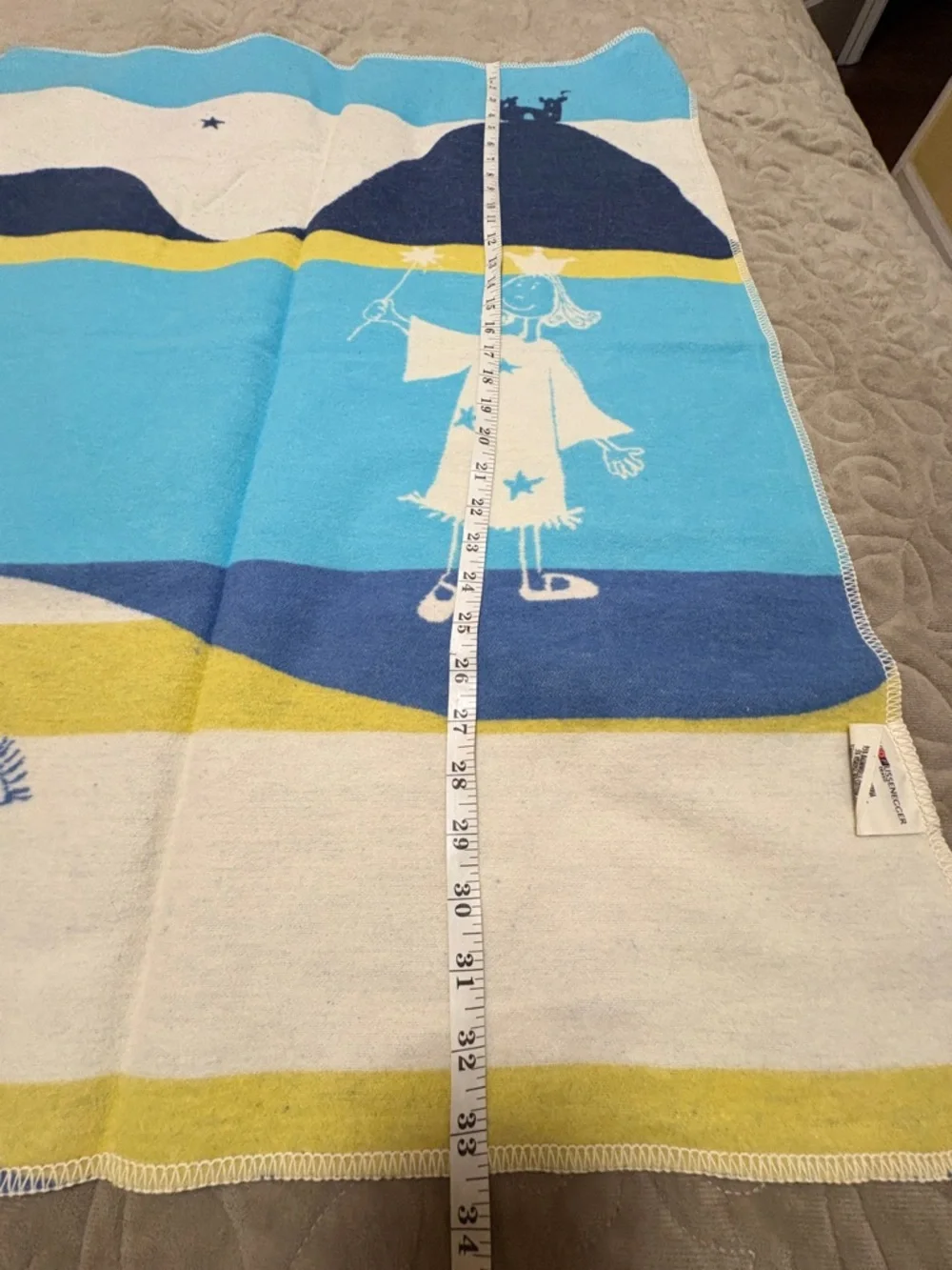 Baby Blanket David Fussenegger Blue Princess Reversible Cotton Austria 33x28
